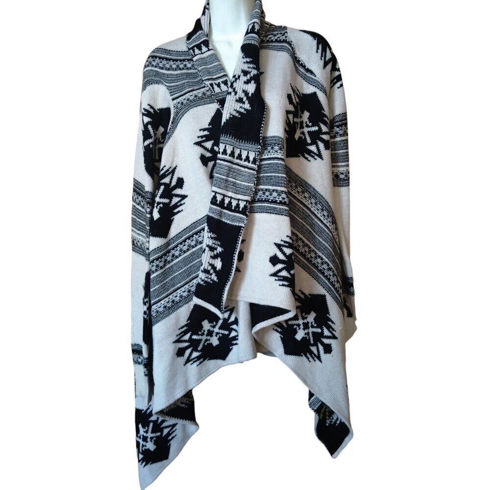 Debut Size M/L Aztec Tribal Southwestern Open Front Cardigan Sweater Boho